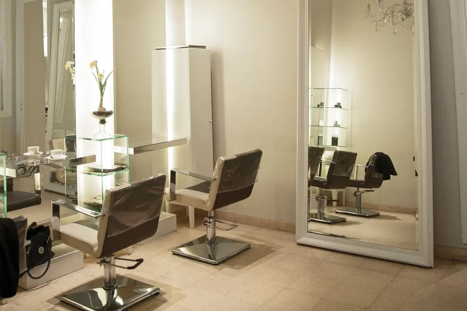 A bright hair salon interior